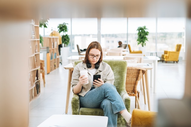 Study in the library with an e-book
